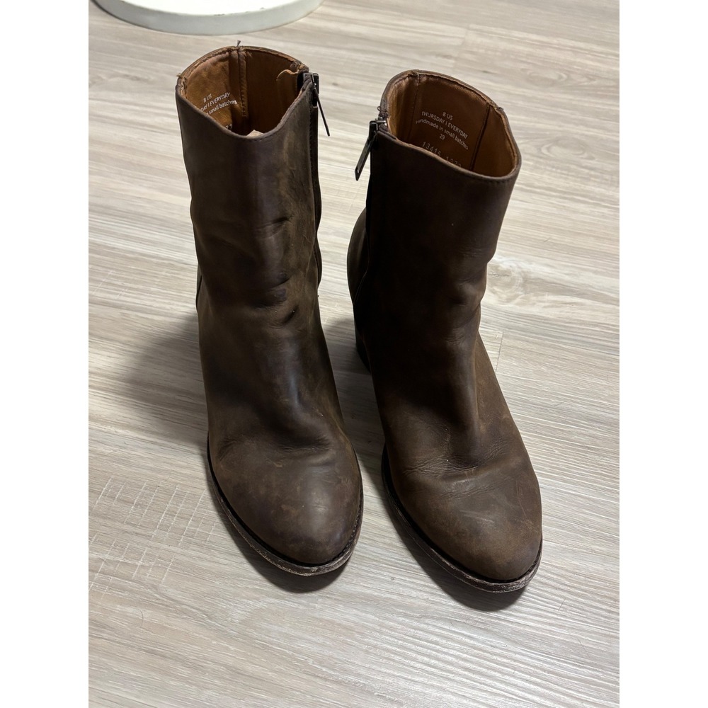 Thursday Boot Co Womens Everyday Brown Leather Ankle Boots Block Heel Size 8